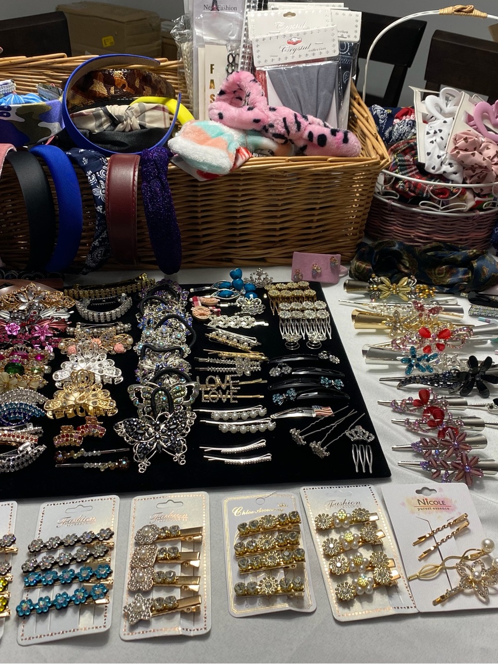 100 Piece Hair Accessory Reseller Lot Boutique Closeout Headbands Clips Bows